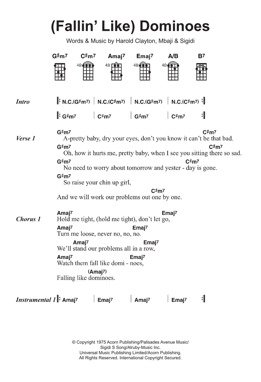 (Fallin' Like) Dominoes Ukulele scores gallery preview page 1
