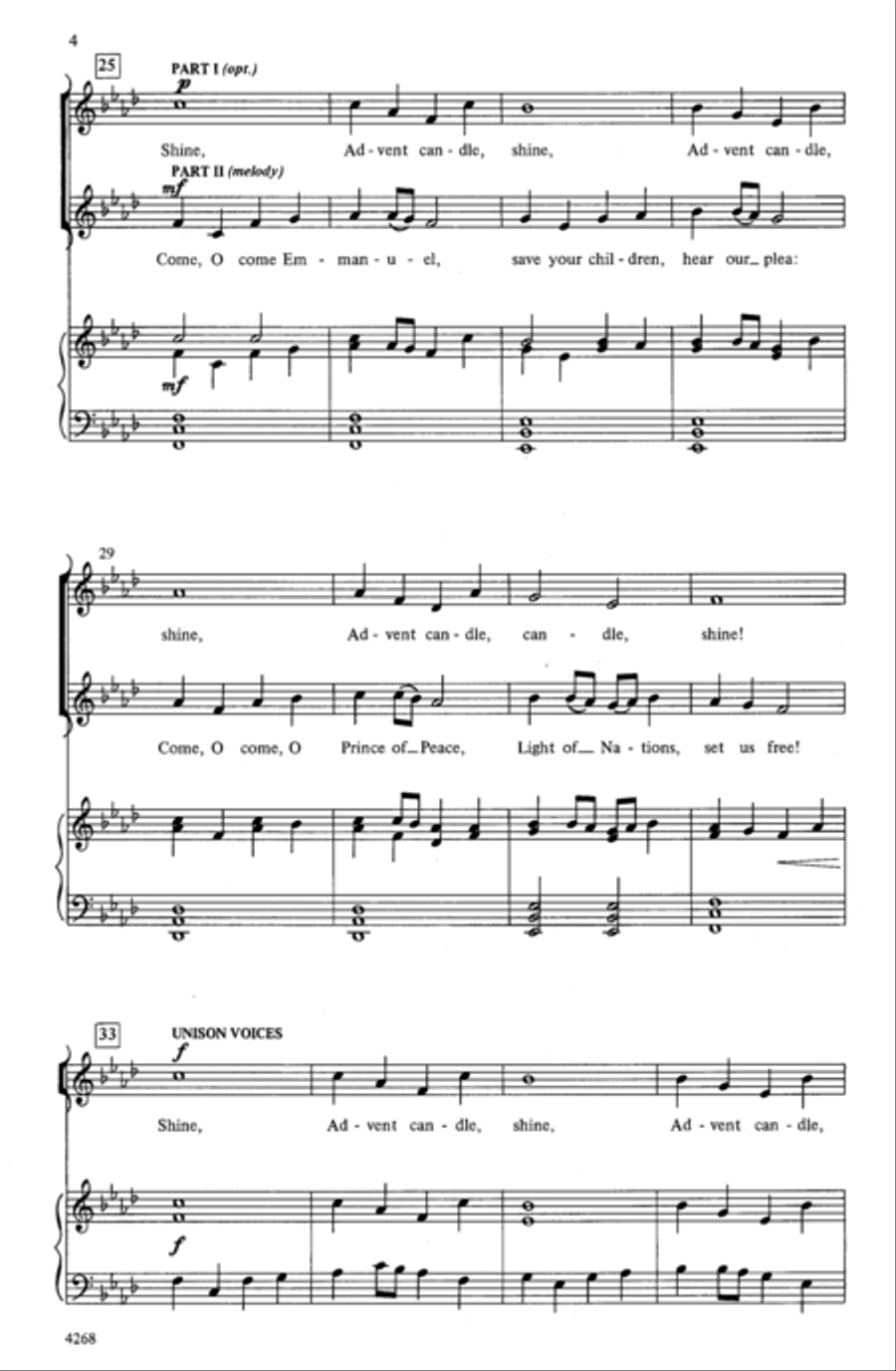 Shine, Advent Candle, Shine! Unison Choir scores gallery preview page 4