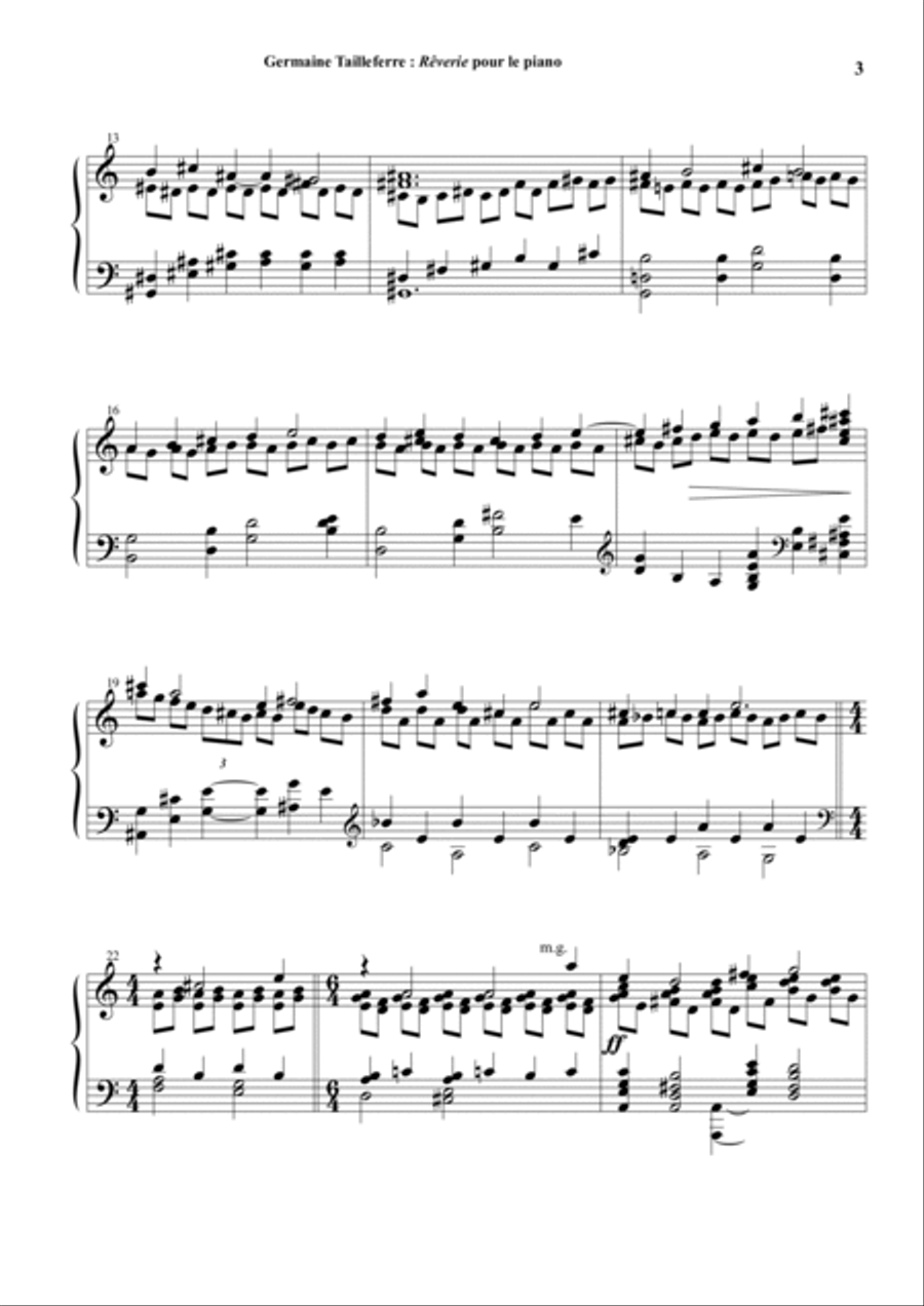 Germaine Tailleferre - Rêverie for piano Piano Solo scores gallery preview page 3