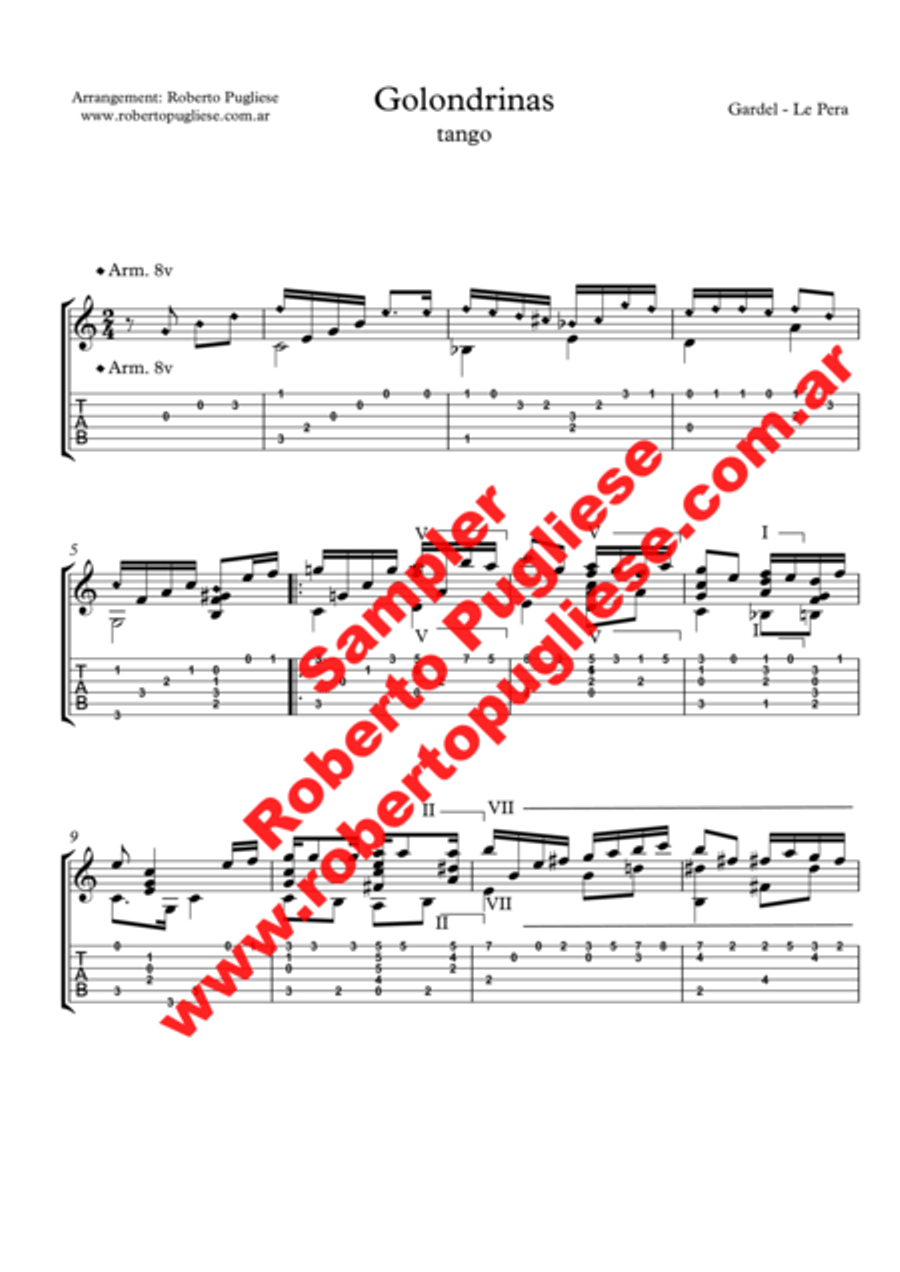 Golondrinas - Tango (Gardel – Lepera) Classical Guitar scores gallery preview page 4
