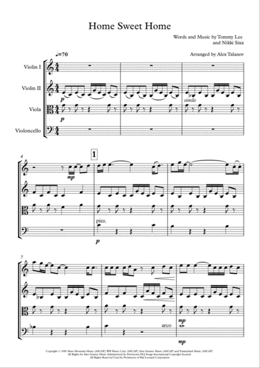 Home Sweet Home String Quartet scores gallery preview page 2