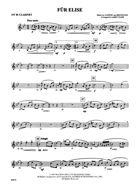 Für Elise: 1st B-flat Clarinet