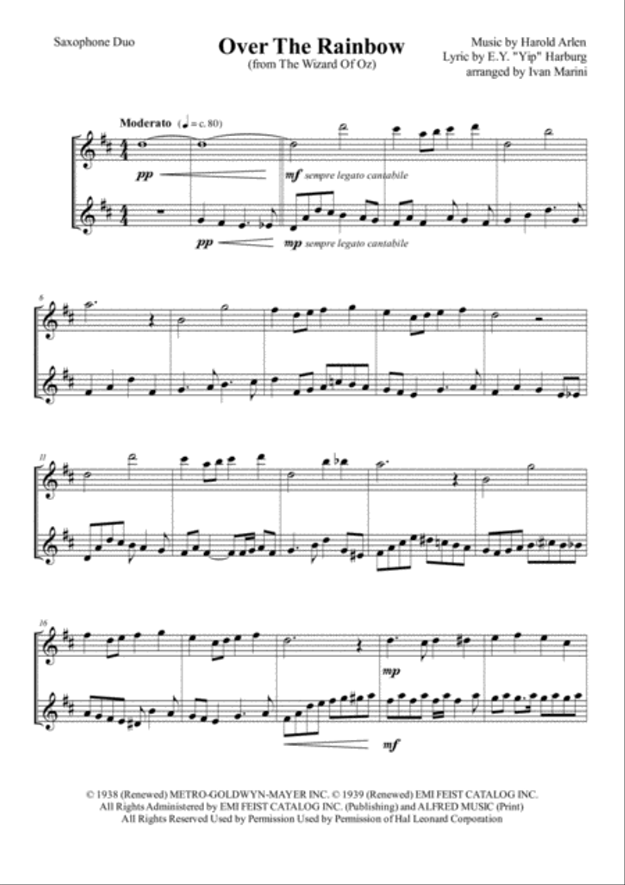 Over The Rainbow (from The Wizard Of Oz) Woodwind Duet scores gallery preview page 2
