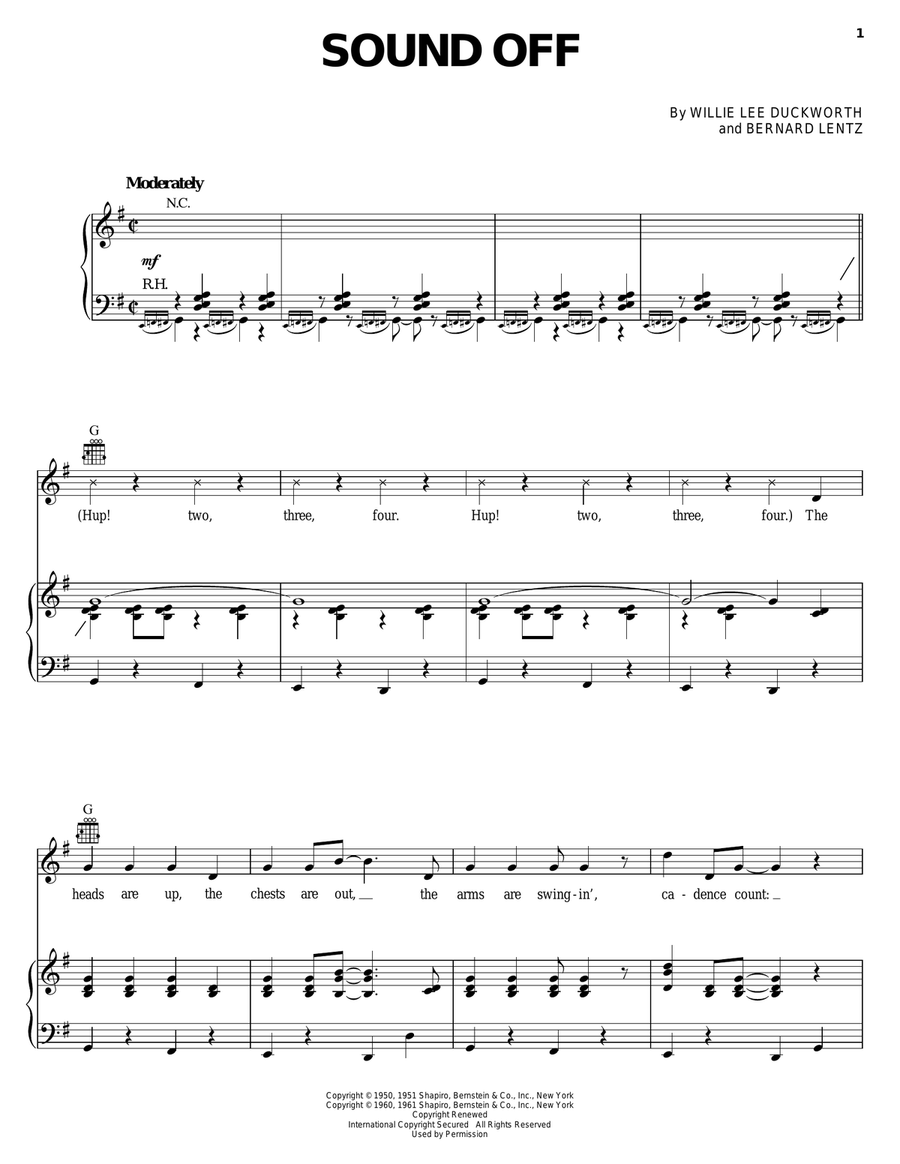 Sound Off Sound Off Piano, Vocal, Guitar scores gallery preview page 1