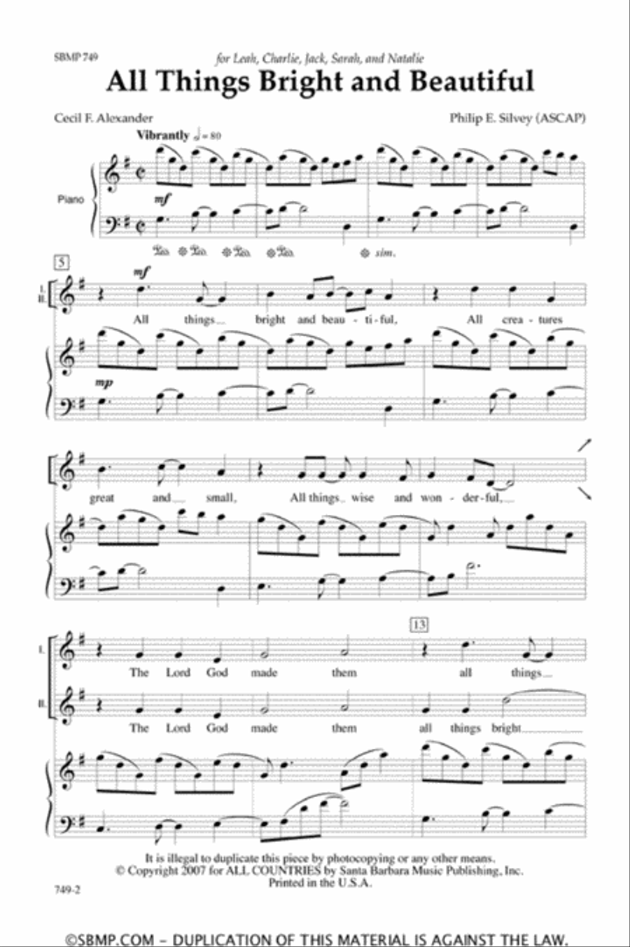All Things Bright and Beautiful - SA Octavo SA scores gallery preview page 2