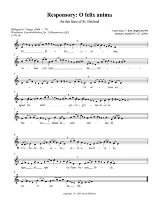 Book cover for Responsory: O felix anima, from the Anonymous 4 album "The Origin of Fire" - Score Only