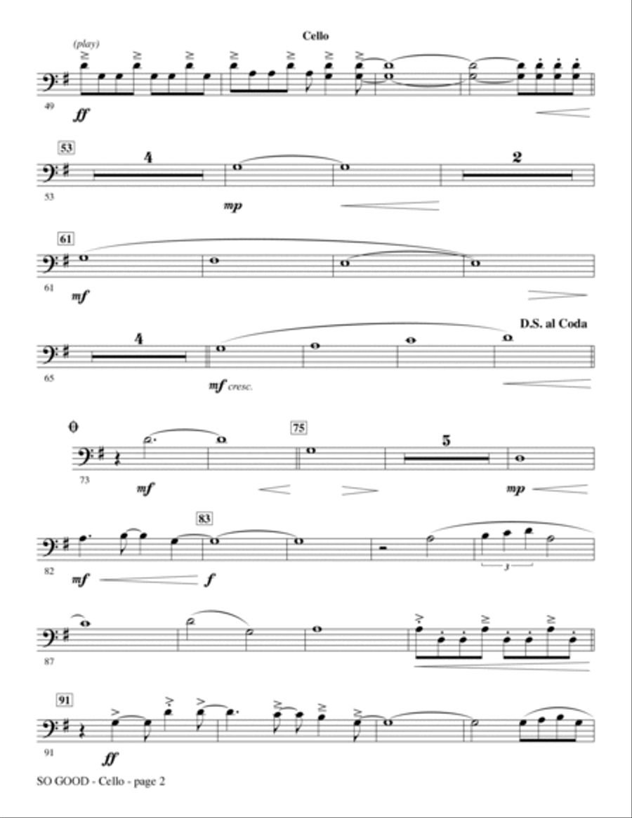 So Good - Cello Choir scores gallery preview page 2