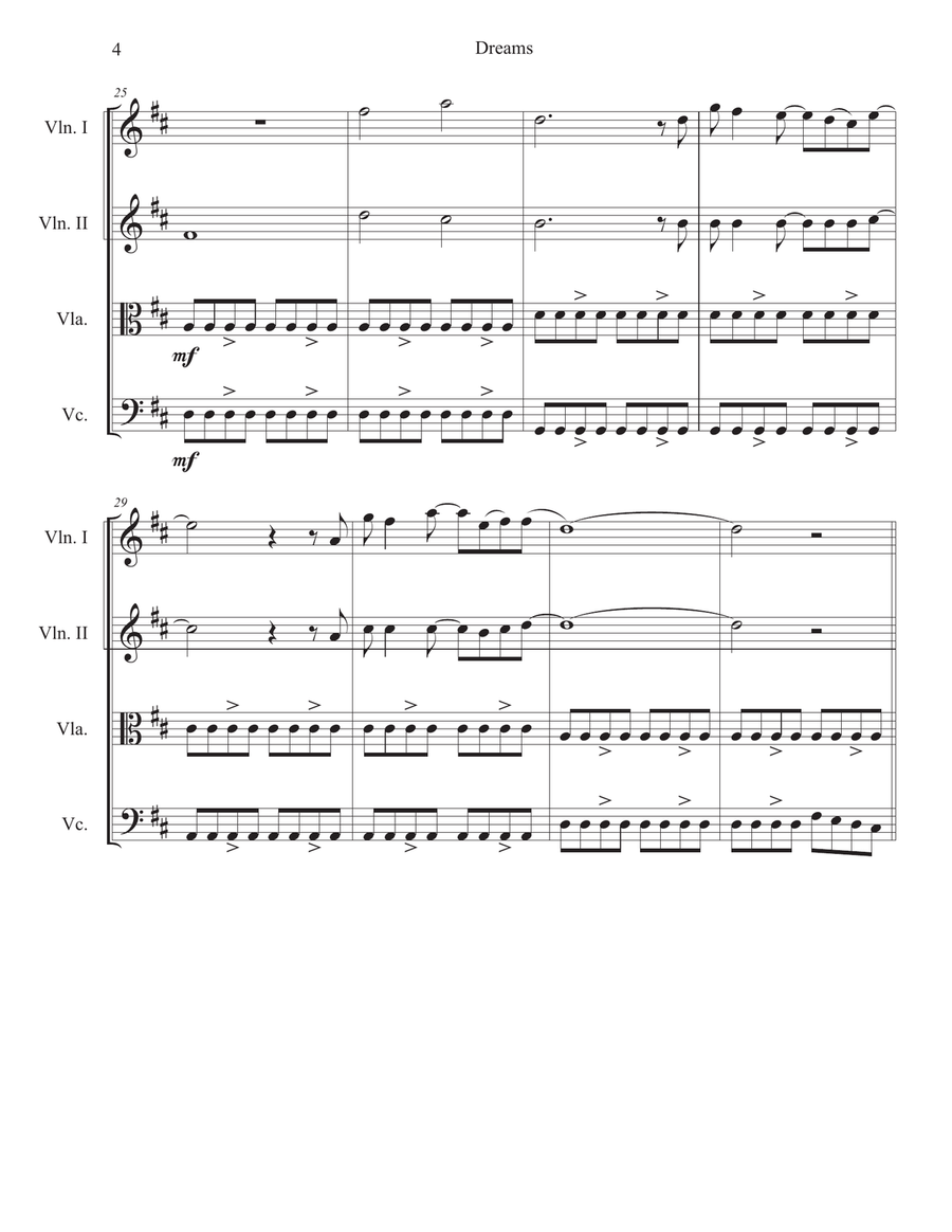 Dreams String Quartet scores gallery preview page 4