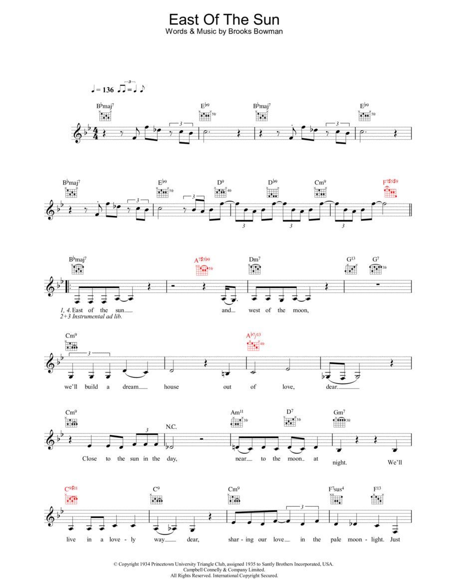 East Of The Sun East Of The Sun Piano scores gallery preview page 1