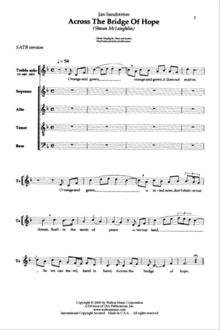 Across the Bridge of Hope - SATB 4-Part scores gallery preview page 2