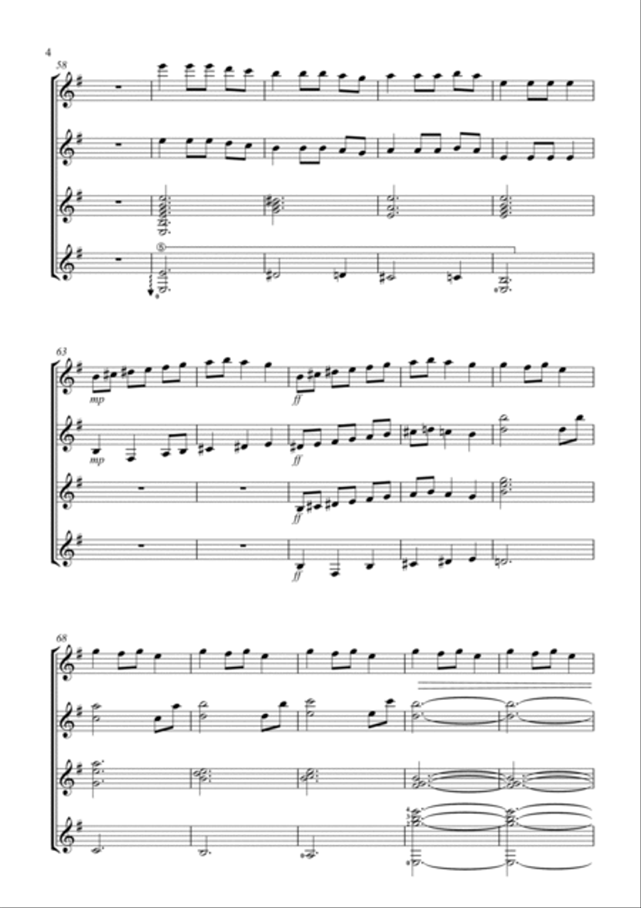 Carol of the Bells Guitar Ensemble scores gallery preview page 5