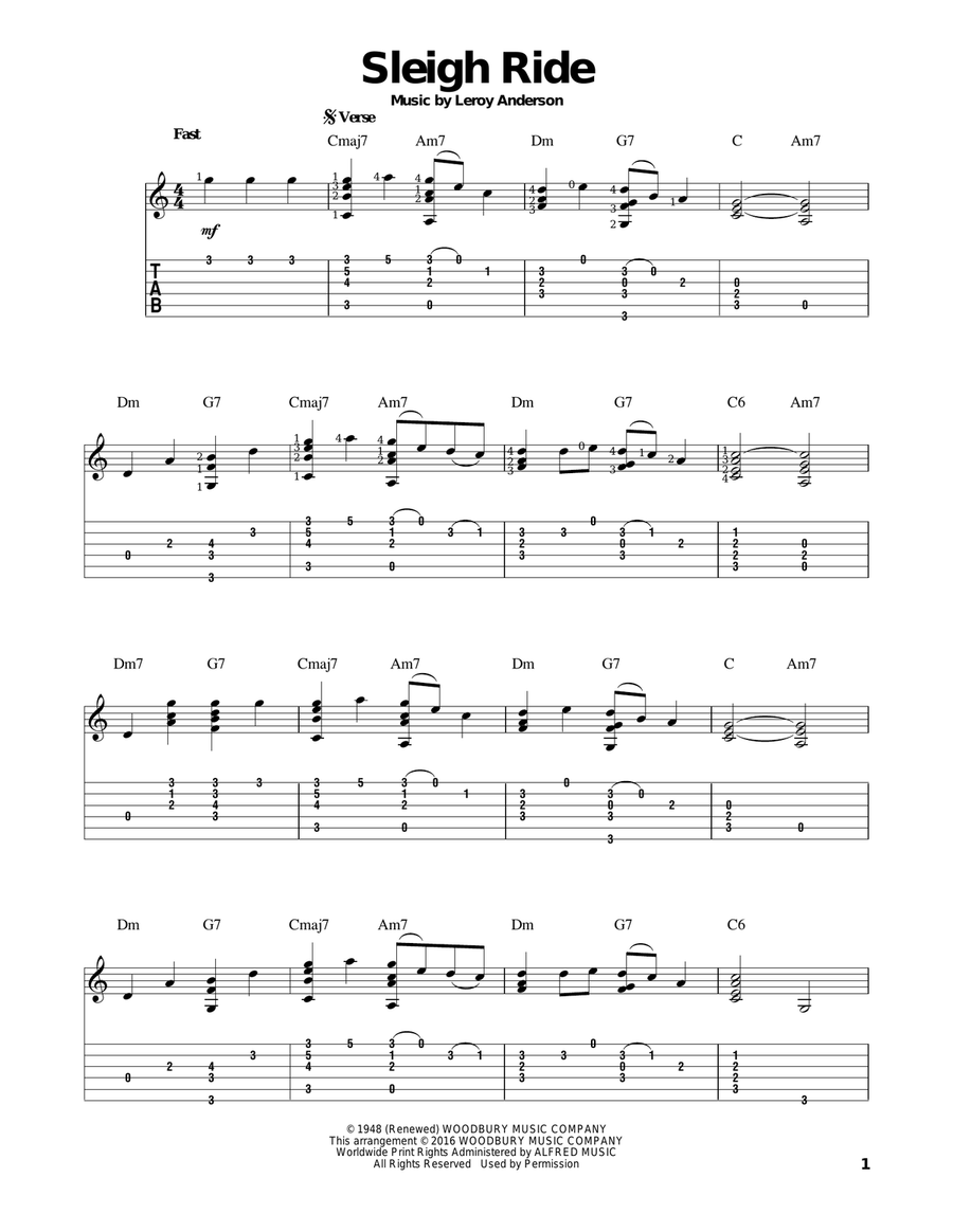 Sleigh Ride Sleigh Ride Guitar Solo scores gallery preview page 1