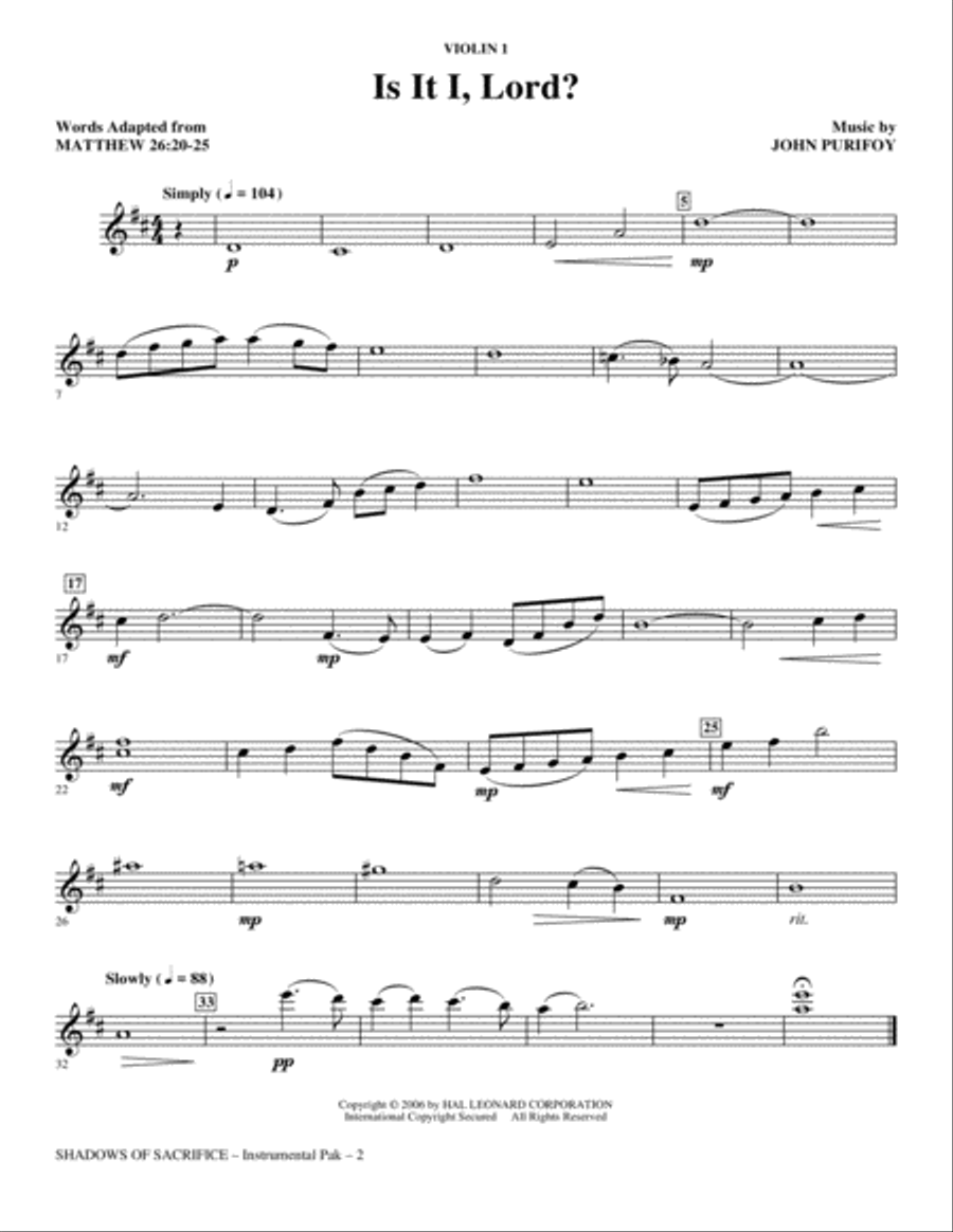 Shadows of Sacrifice - Violin 1 Choir scores gallery preview page 2