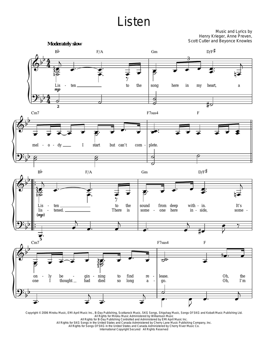 Listen Easy Piano scores gallery preview page 1