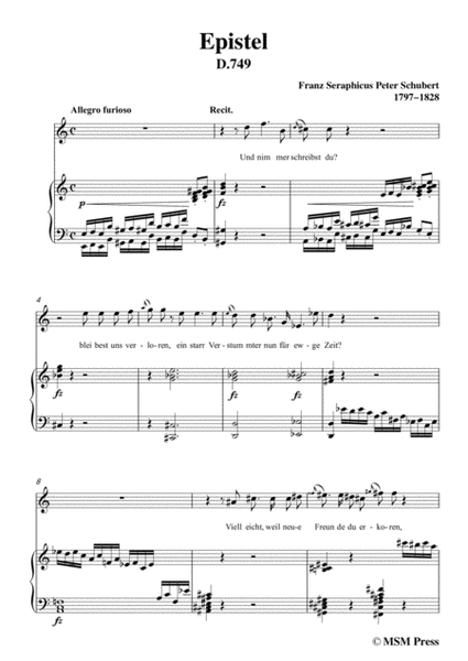 Schubert-Epistel(Herrn Joseph Spaun),in a minor,for Voice&Piano image number null