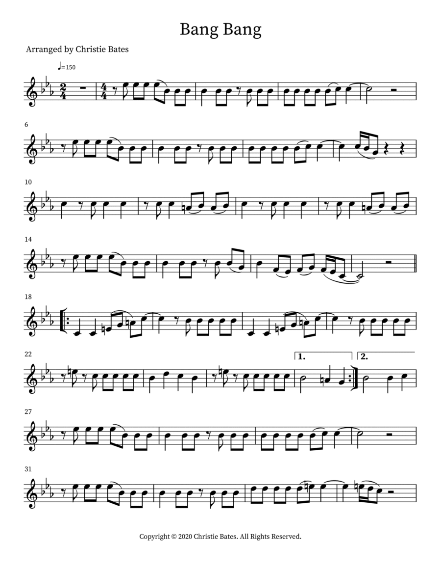 Bang Bang Violin Solo scores gallery preview page 1