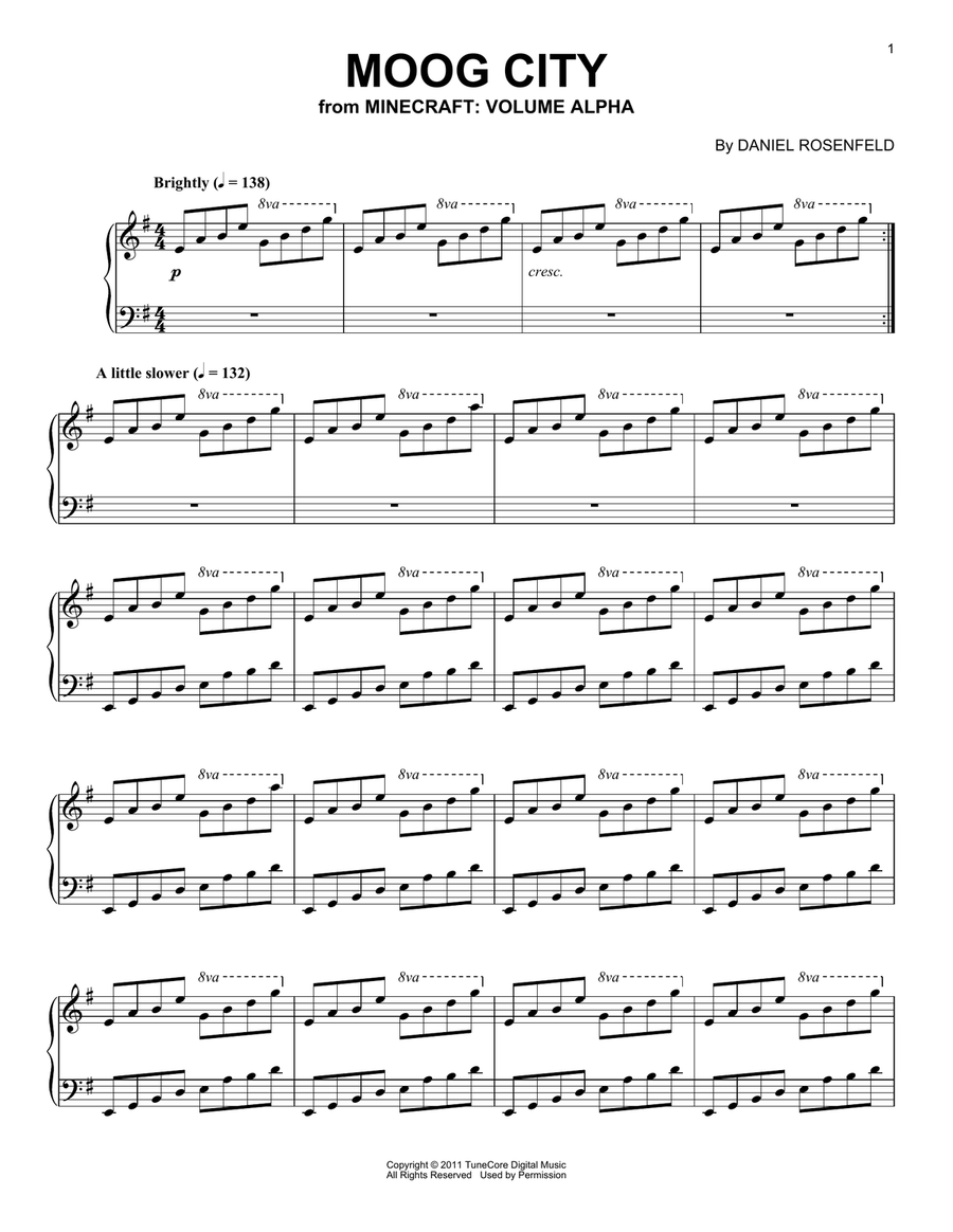 Moog City (from Minecraft) Piano Solo scores gallery preview page 1