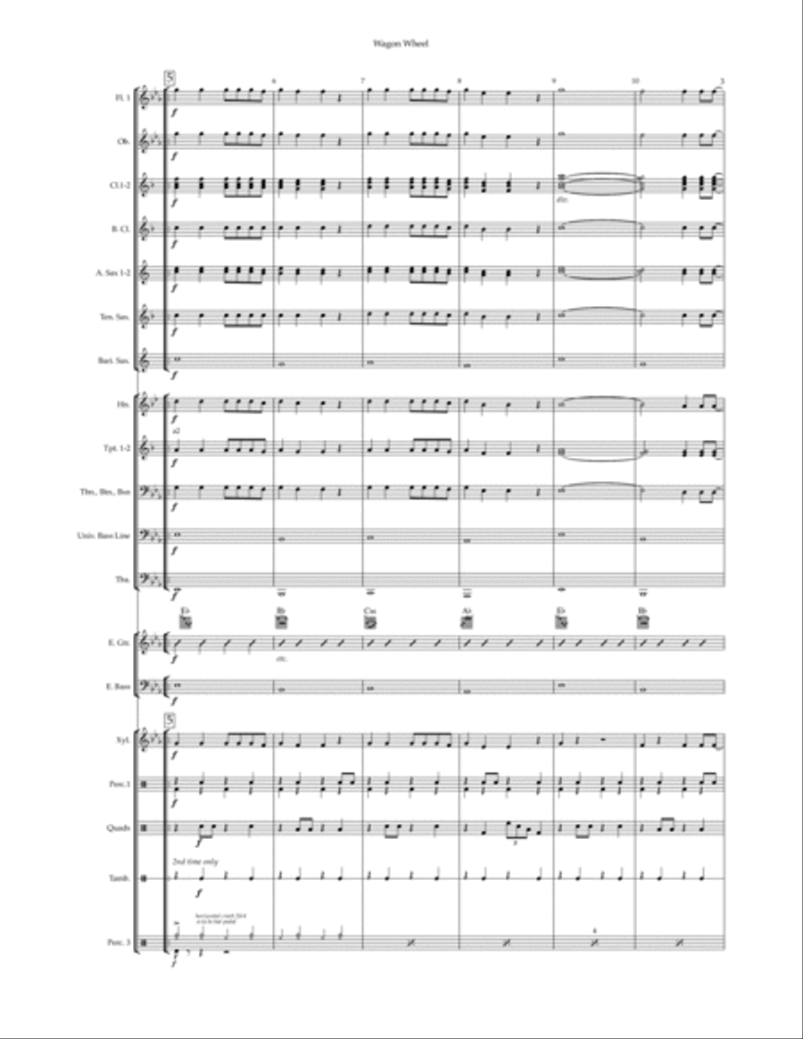 Wagon Wheel Wagon Wheel Marching Band scores gallery preview page 3