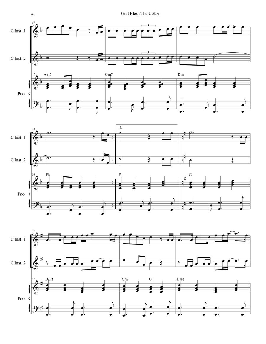 God Bless The U.S.A. Flute scores gallery preview page 4