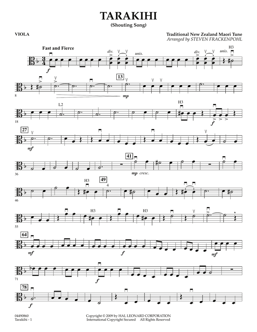 Tarakihi (Shouting Song) - Viola Orchestra scores gallery preview page 1