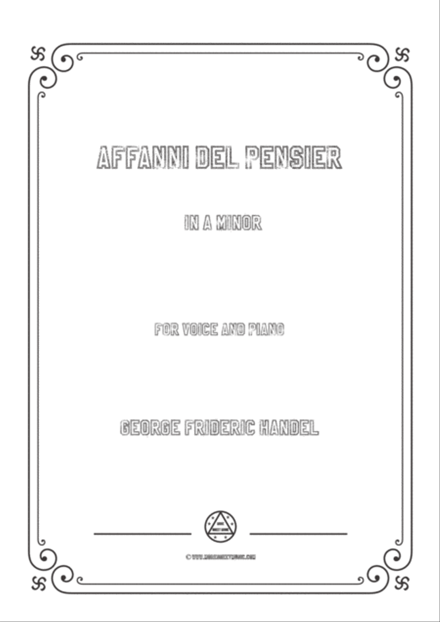 Handel-Affanni del pensier in a minor,for Voice and Piano Voice Solo scores gallery preview page 1