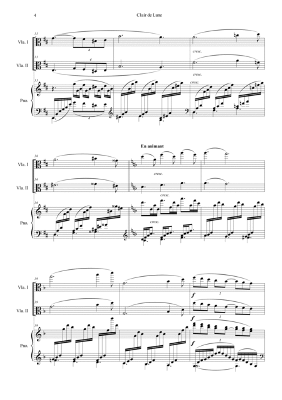 Clair de Lune in D Viola scores gallery preview page 4