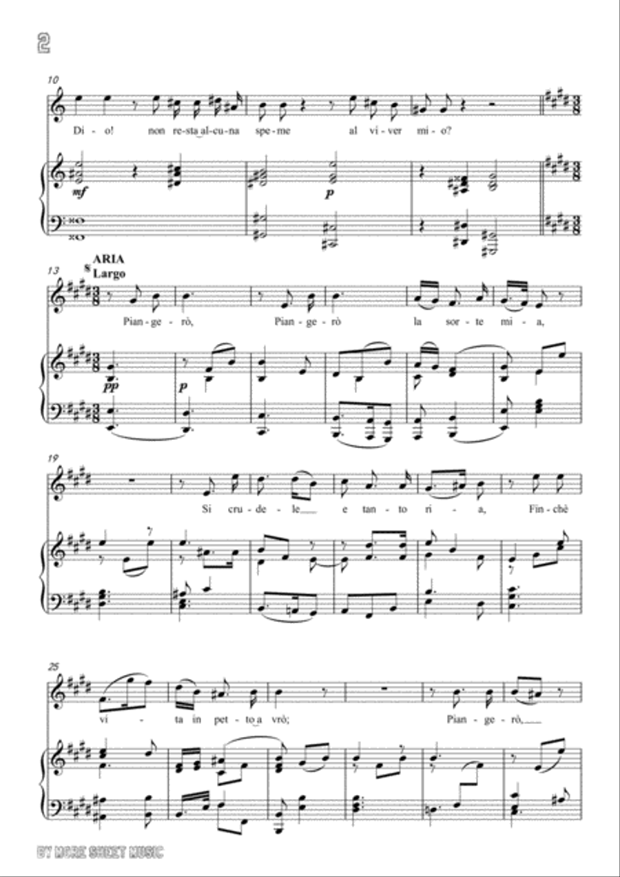 Handel-E pur così in un giorno...Piangerò la sorte mia in E Major,for Voice and Piano Voice Solo scores gallery preview page 4