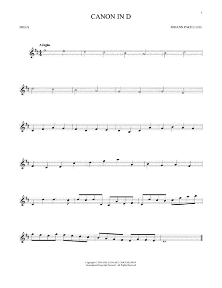 Canon In D Glockenspiel scores gallery preview page 1