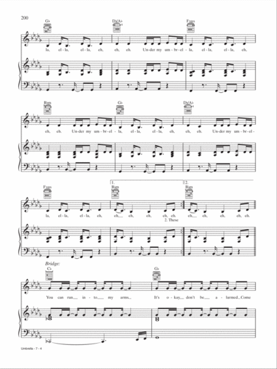 Umbrella Umbrella Piano, Vocal, Guitar scores gallery preview page 4