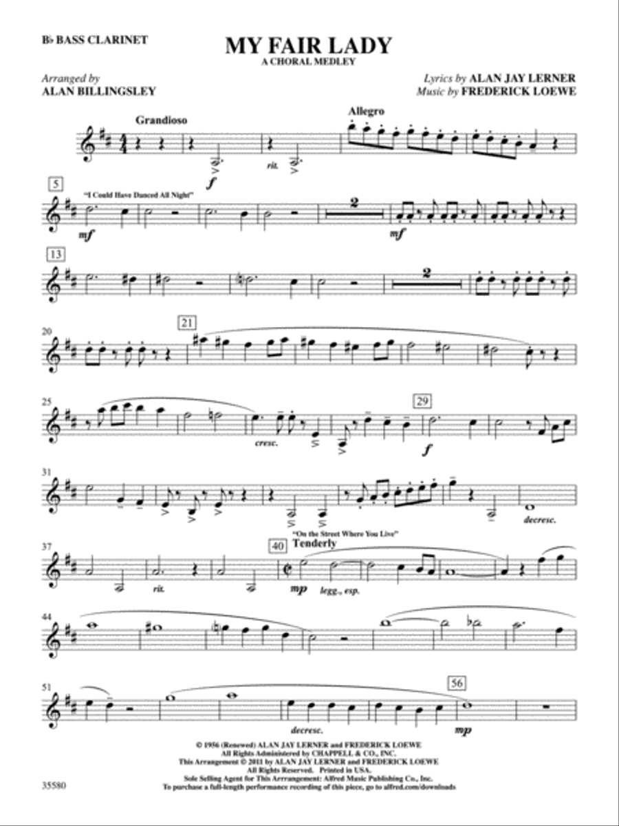 My Fair Lady: B-flat Bass Clarinet Bass Clarinet scores gallery preview page 1
