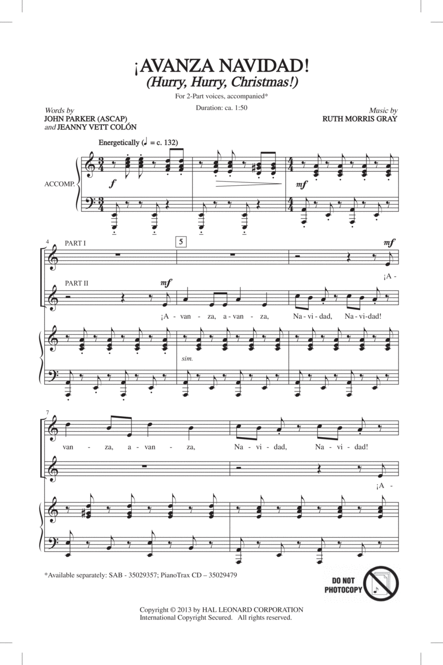 !Avanza Navidad! (Hurry, Hurry, Christmas!) 2-Part scores gallery preview page 1