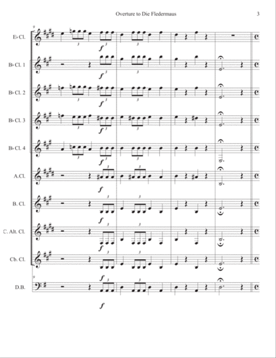 Overture to Die Fledermaus Woodwind Ensemble scores gallery preview page 3