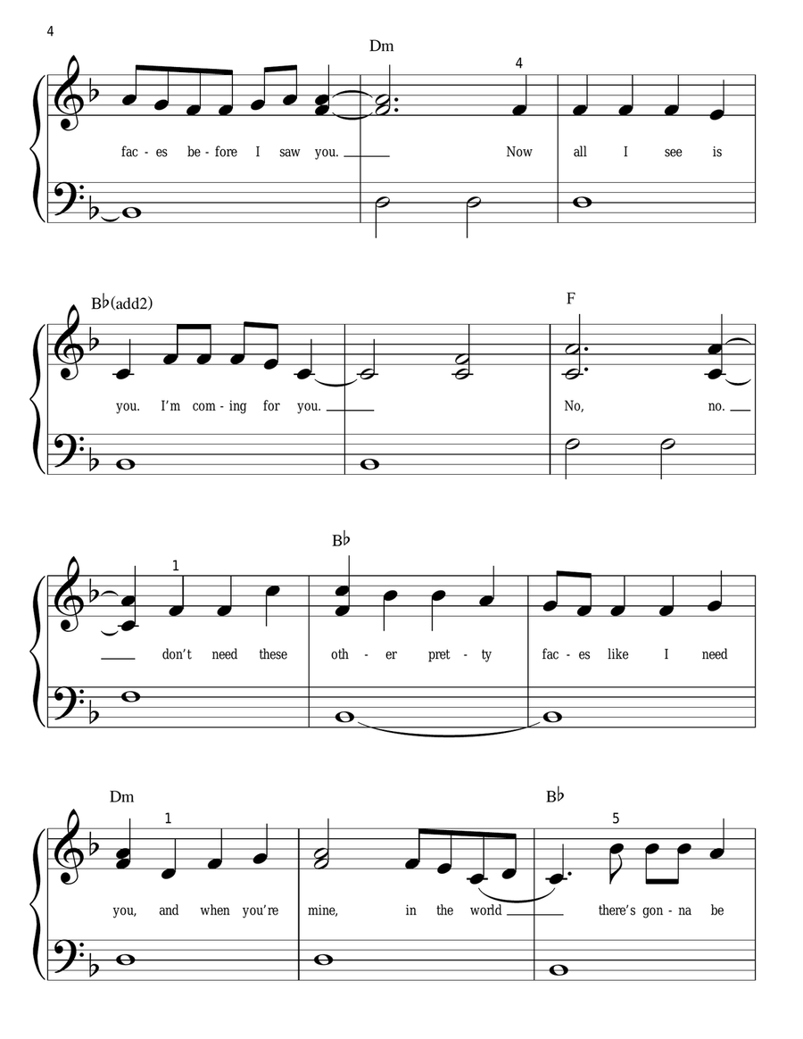 One Less Lonely Girl Easy Piano scores gallery preview page 4