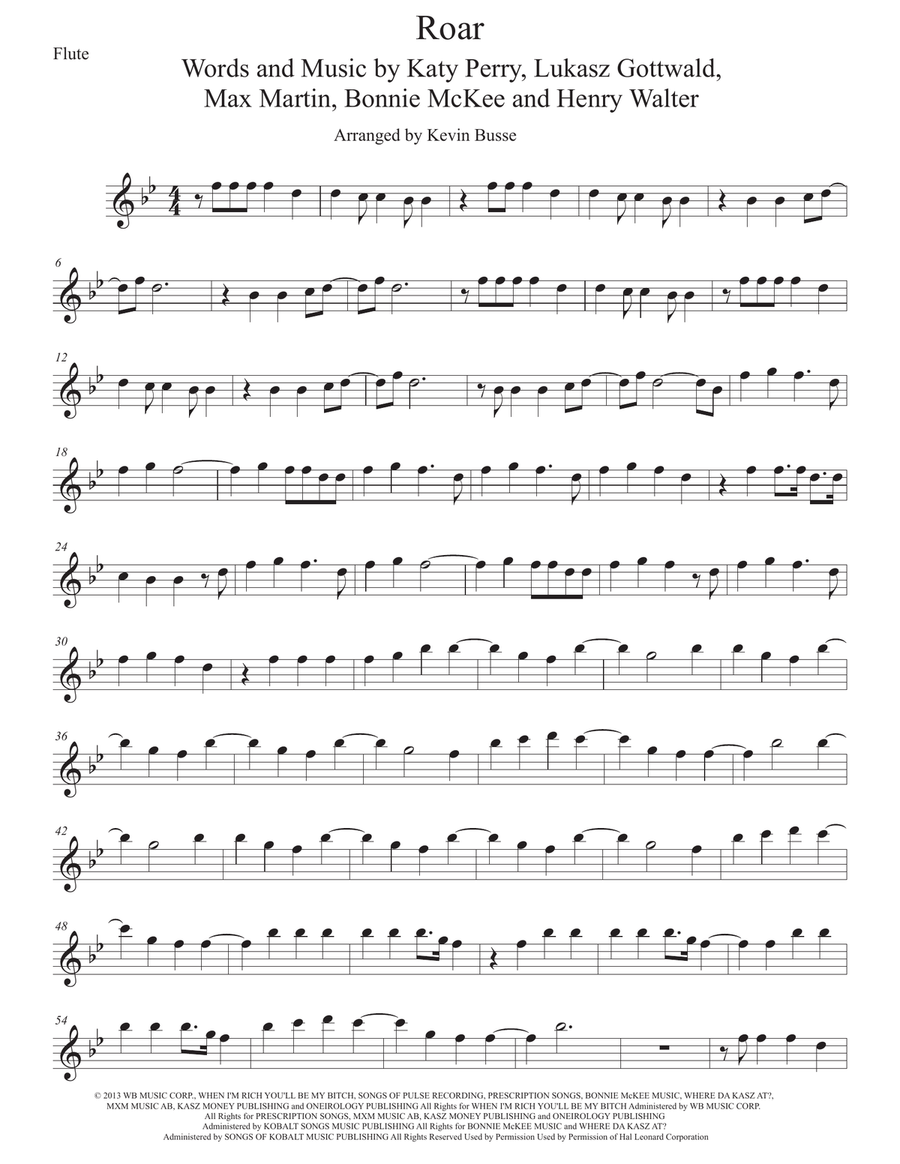 Roar Roar Flute Solo scores gallery preview page 1
