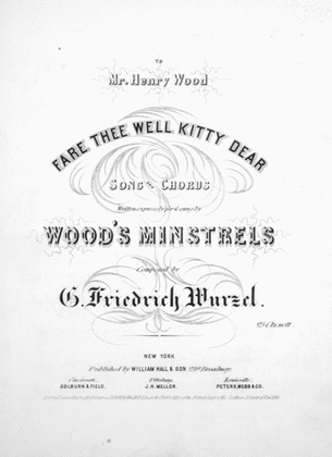 Book cover for Fare Thee Well Kitty Dear. Song and Chorus