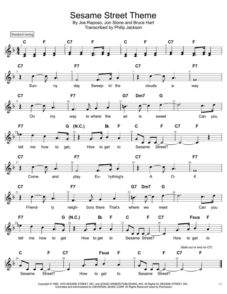 Sesame Street Theme Piano scores gallery preview page 1