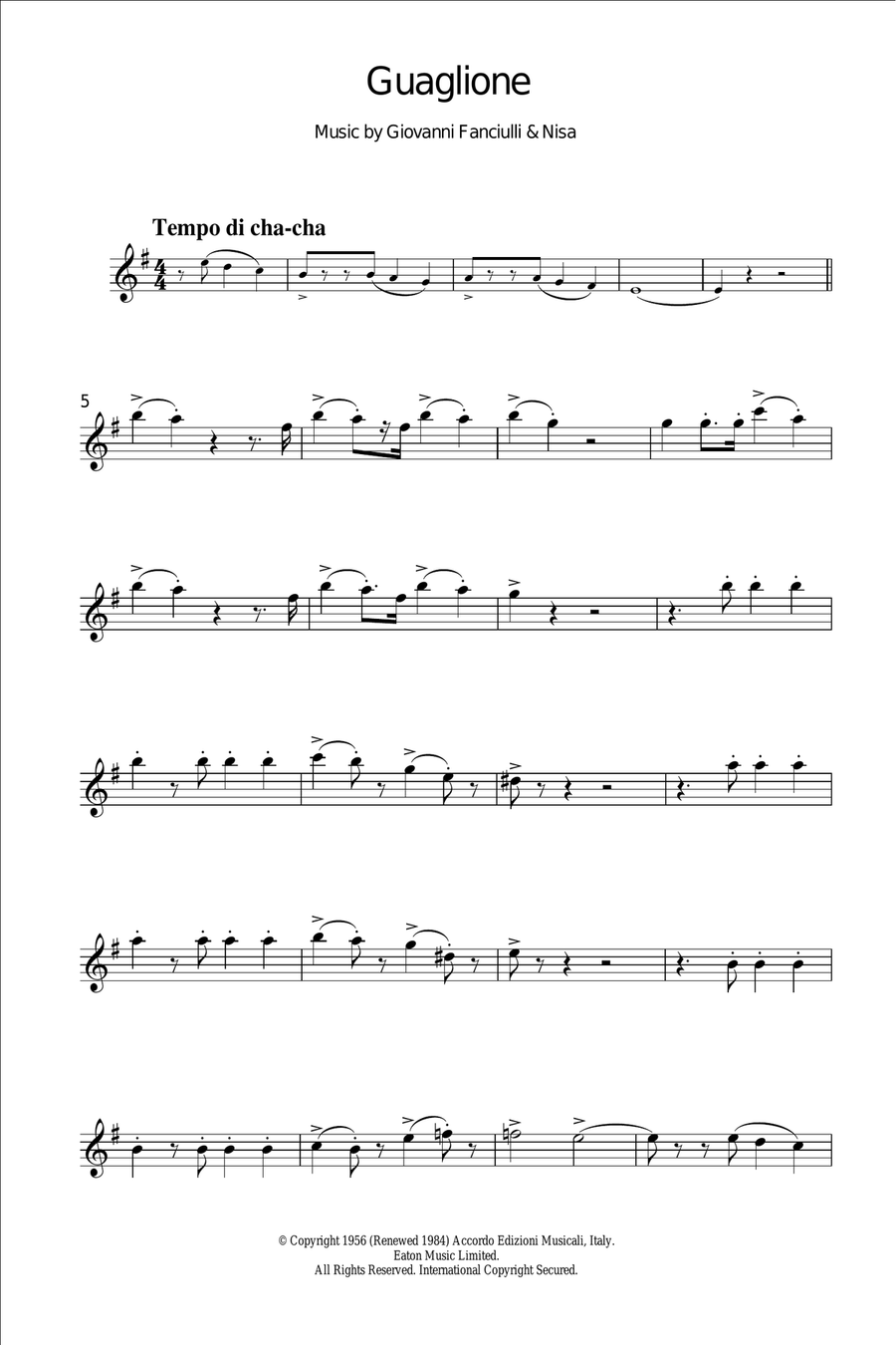 Guaglione Clarinet Solo scores gallery preview page 1