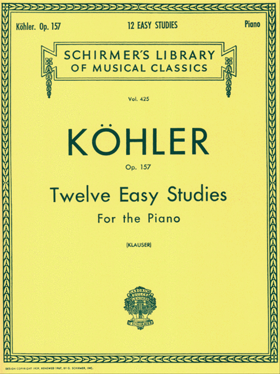 12 Easy Studies, Op. 157 Piano Method scores gallery preview page 1