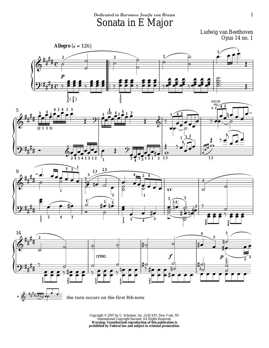 Piano Sonata No. 9, Op. 14, No. 1 Piano Solo scores gallery preview page 1