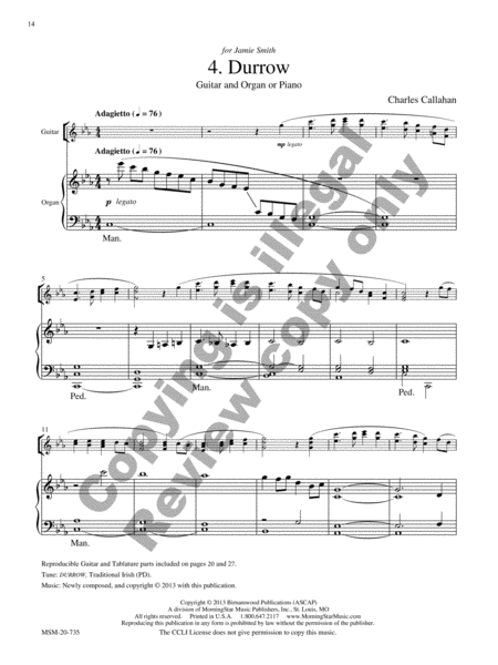 Four Celtic Preludes: Guitar and Organ or Piano by Charles E. Callahan Jr. Guitar - Sheet Music