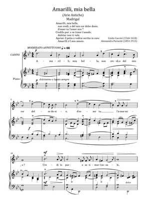 Book cover for Giulio Caccini - Amarilli, mia bella - For Soprano and Piano Original