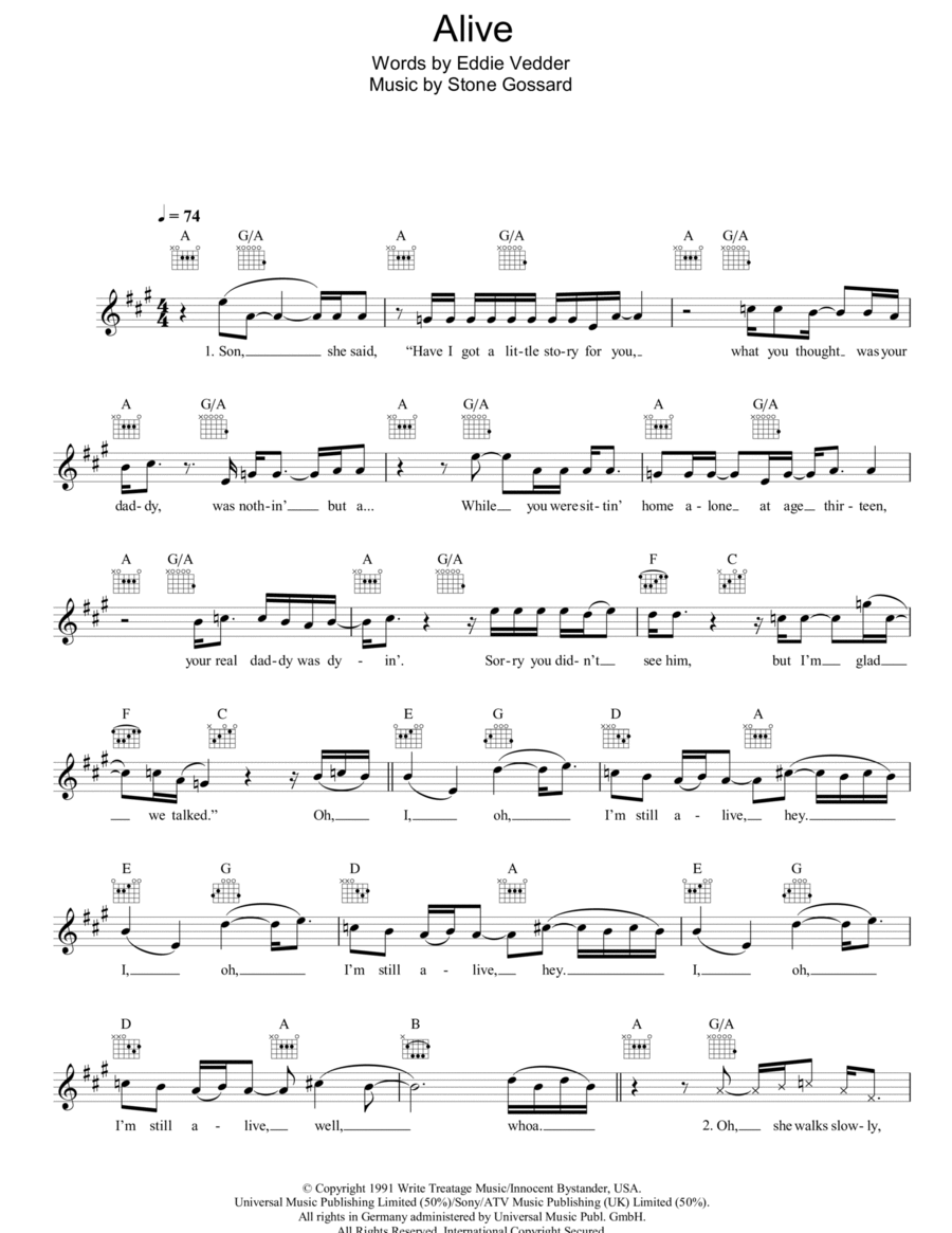 Alive Piano scores gallery preview page 1