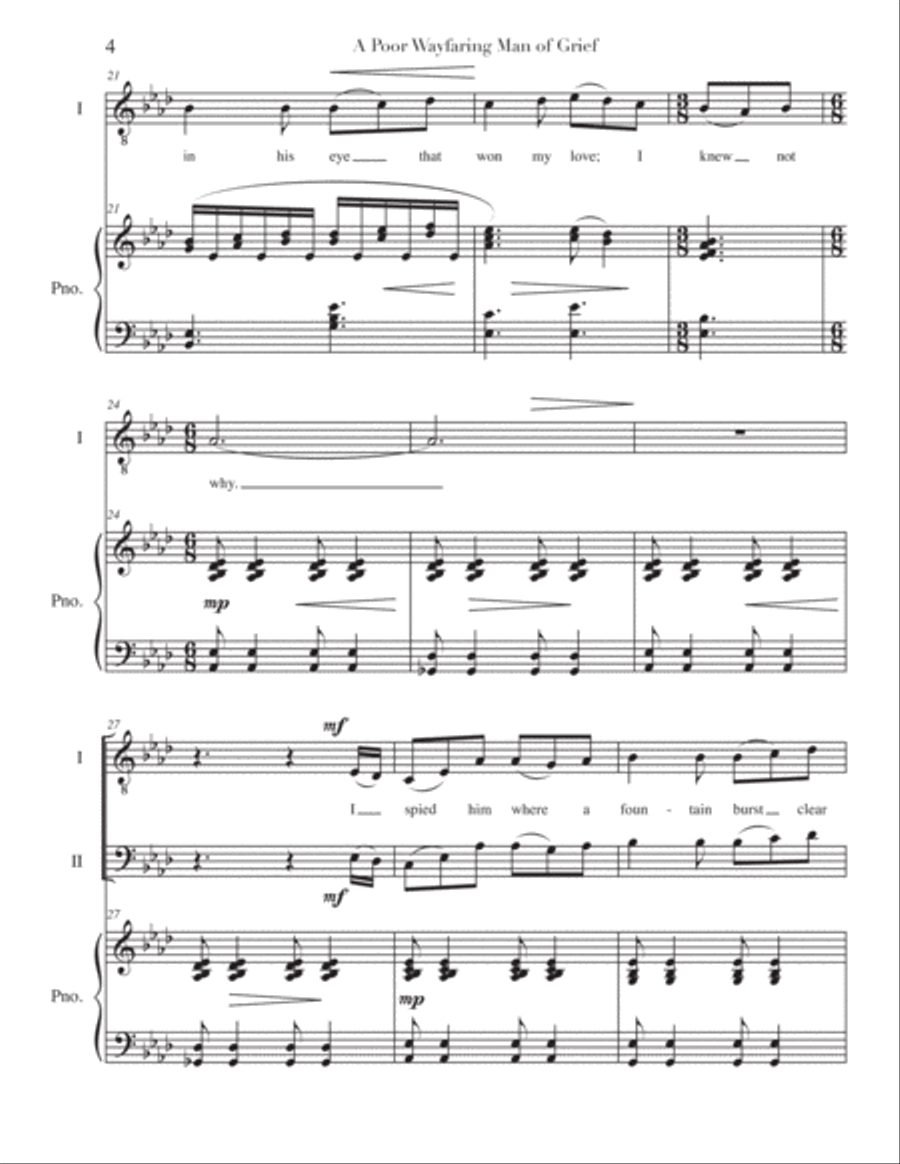 A Poor Wayfaring Man of Grief ( vocal duet + piano ) Piano scores gallery preview page 4