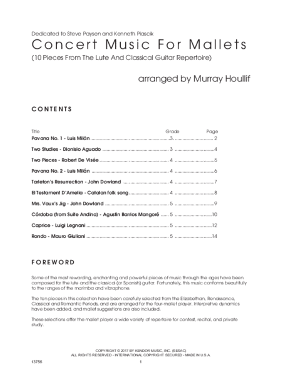 Concert Music For Mallets (10 Pieces From The Lute And Classical Guitar Repertoire) Lute scores gallery preview page 2