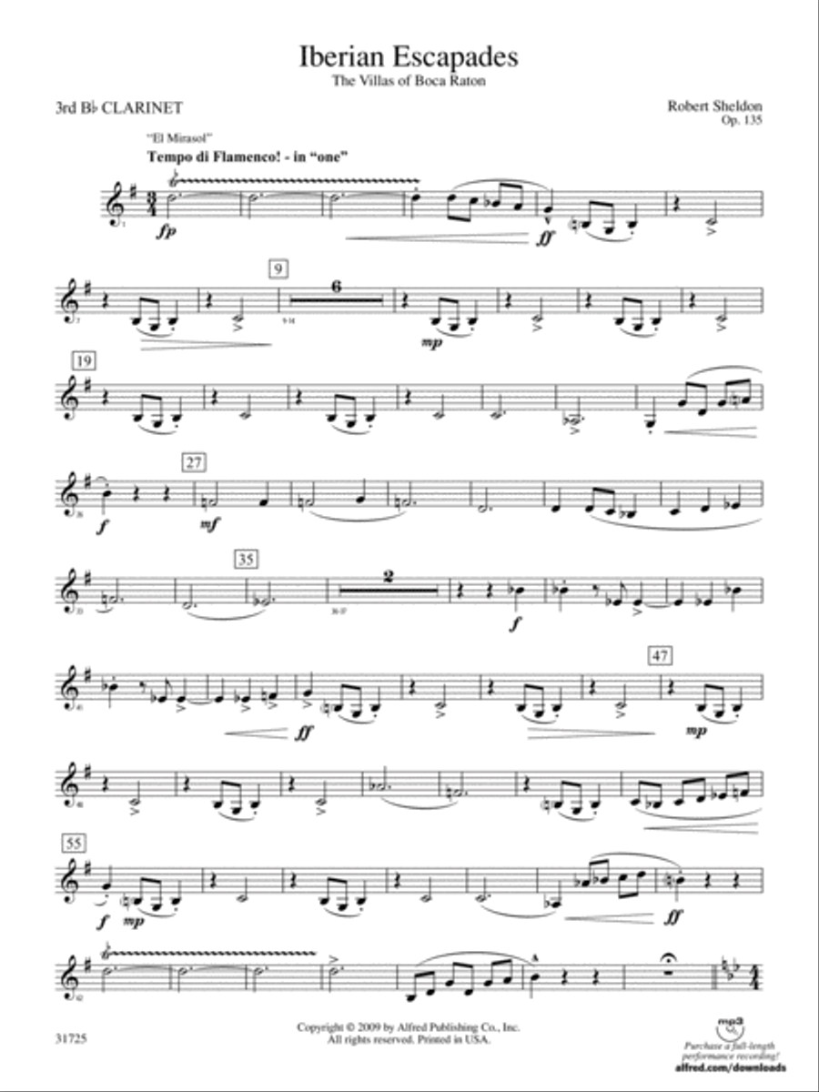 Iberian Escapades: 3rd B-flat Clarinet Concert Band scores gallery preview page 1