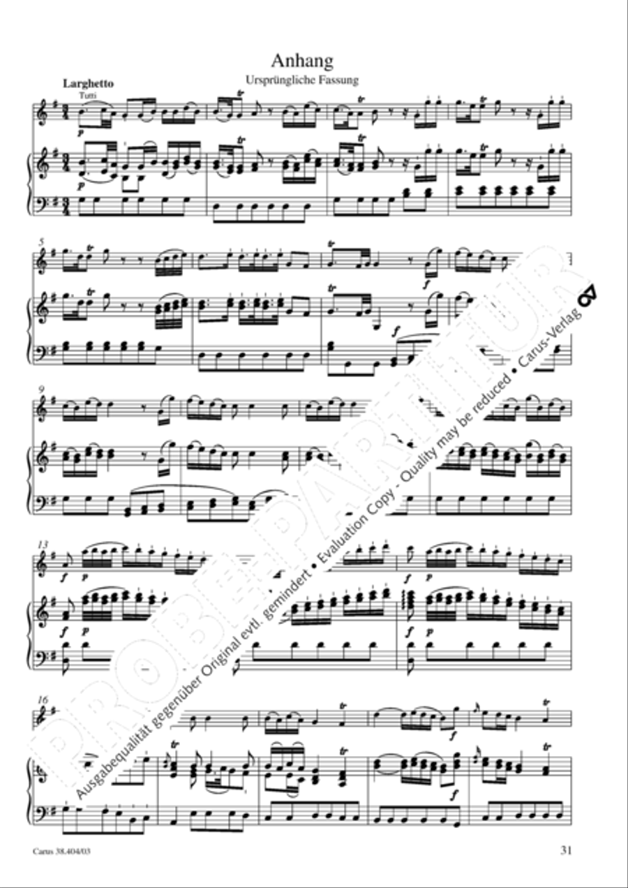 Concerto for Flute in D major (Concerto per il Flauto traverso in D / Flotenkonzert in D) Flute Solo scores gallery preview page 32