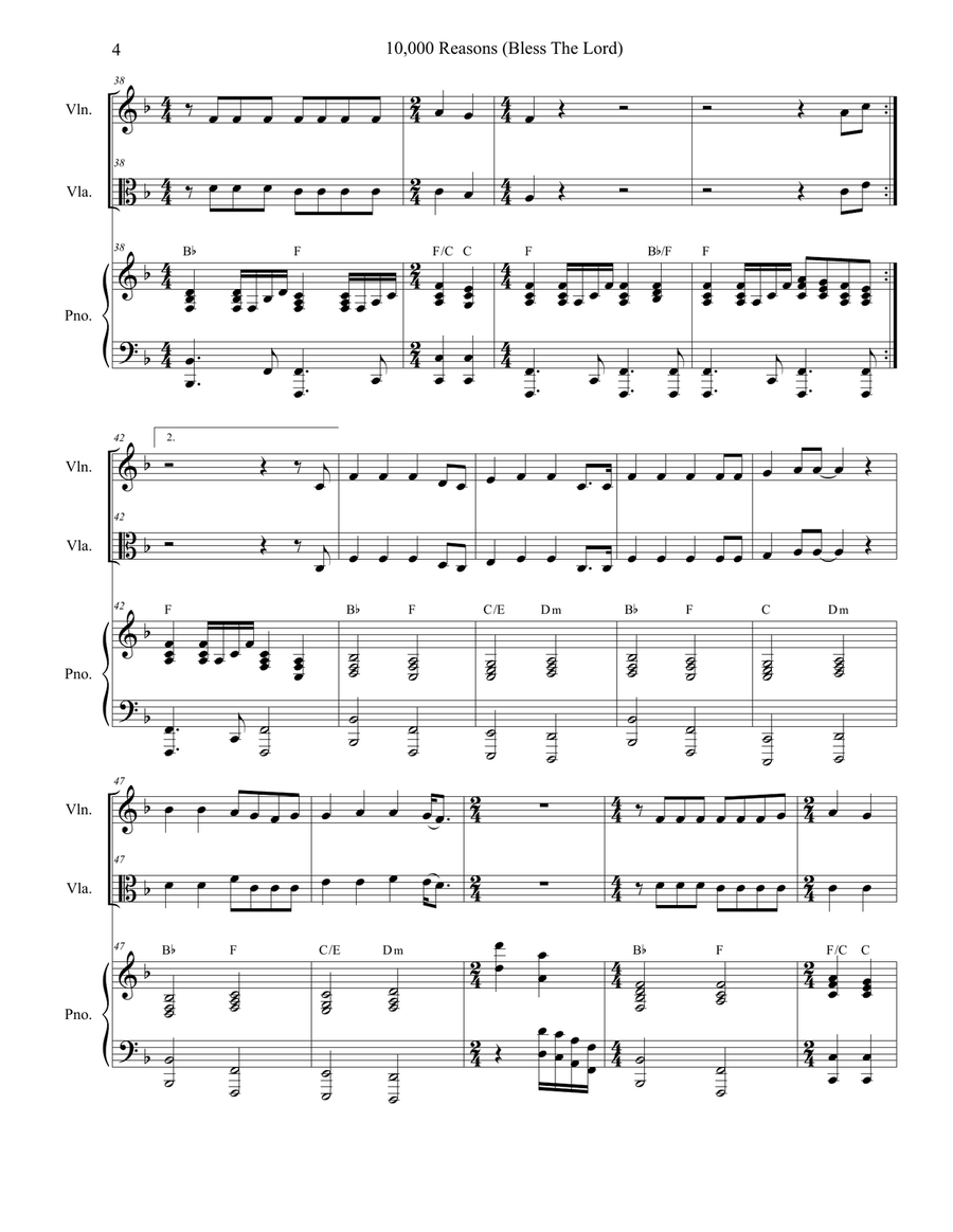 10,000 Reasons (Bless The Lord) String Duet scores gallery preview page 4
