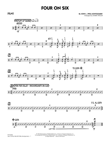 Jazz Combo Pak #49 (Wes Montgomery) (arr. Mark Taylor) - Drums