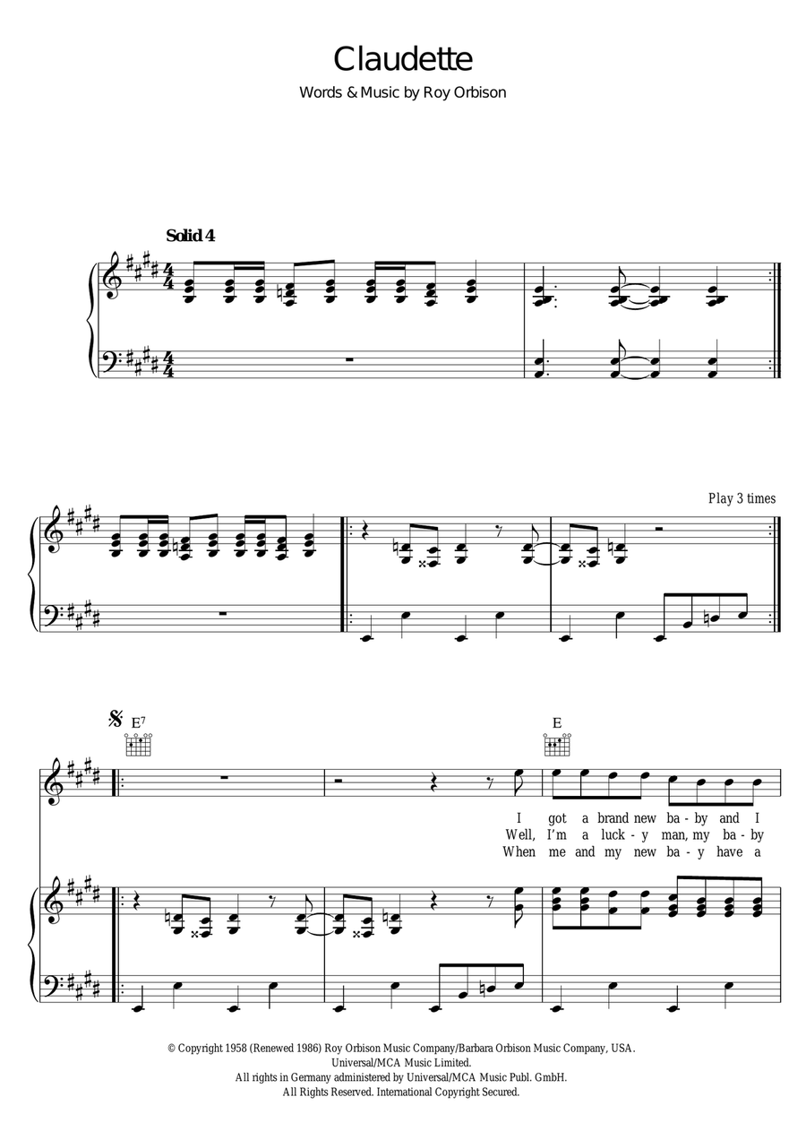 Claudette Claudette Piano, Vocal scores gallery preview page 1