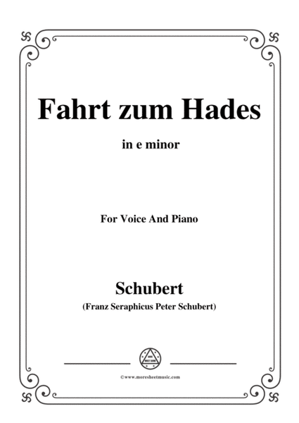 Schubert-Fahrt zum Hades,in e minor,D.526,for Voice and Piano image number null